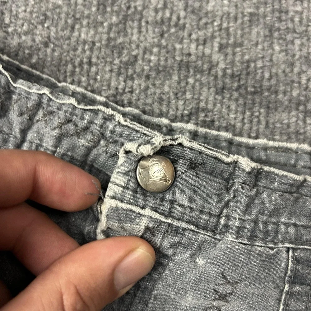 Vintage Quiksilver Chino Shorts Mens 36 Gray Denim Elastic Waist USA 90s